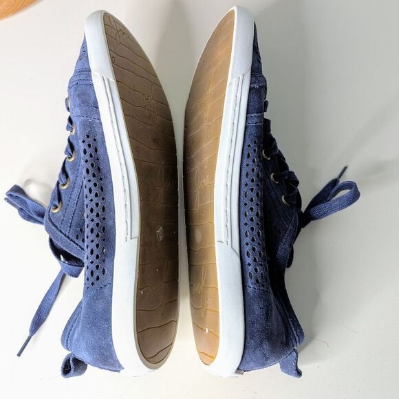 Joie Navy Blue Perforated Leather Lace Up Sneakers Size 9 40 - Picture 6 of 12